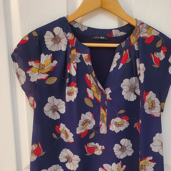 Papermoon Navy Floral Top Size Small - Mixed Material - Picture 3 of 8